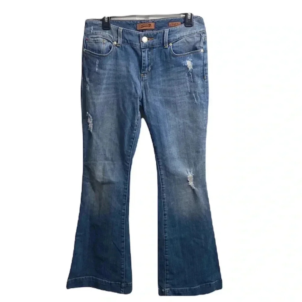 Seven7 Sexy Flare Distressed Jeans